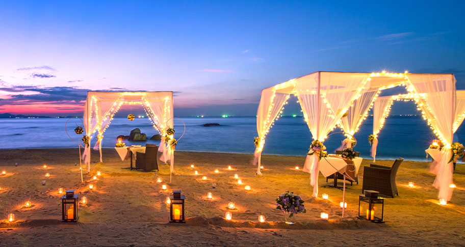 Romantisches Dinner Strand Flitterwochen Cook Islands Candle Light Dinner Strand Cook Island