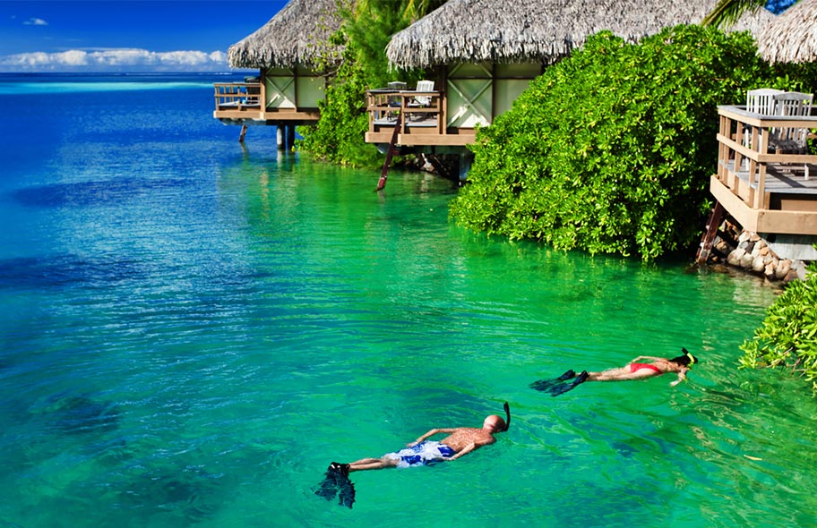 Honeymoon Südsee Inseln Paar Schnorcheln Südsee Flitterwochen Schnorcheln Abenteuer