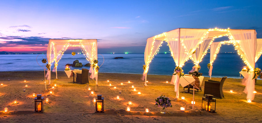 Romantisches Dinner Strand Südsee Candle Light Dinner Beach Südsee
